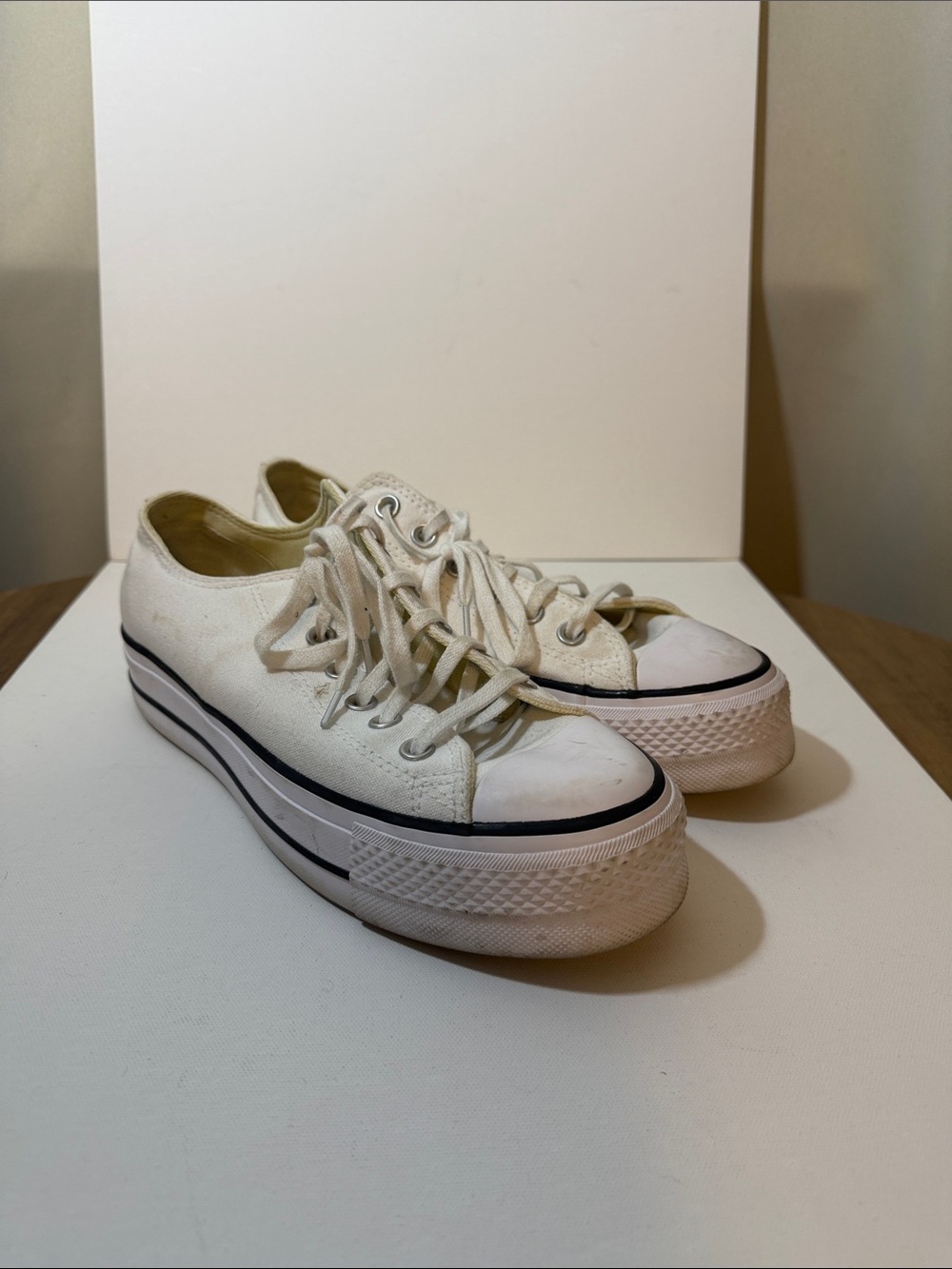 Converse White Low-Top Canvas Sneakers with Black Trim